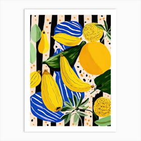 Yellow Squash Summer Illustration 2 Art Print