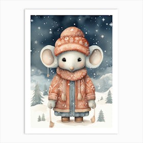 Elephant Wear Christmas Clothe Art Print