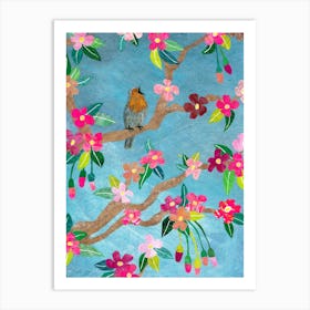 Bird In A Cherry Tree Art Print