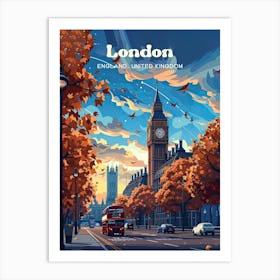 London England Tourist Destination Digital Travel Art Art Print