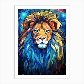 Lion Art Painting Stained Glass Style 1 Art Print