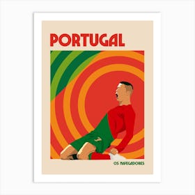 Portugal World Cup Football Retro Illustration Art Print