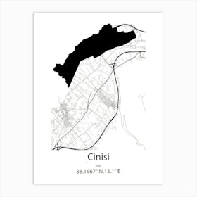 Cinisi,Italy Minimalist Map Art Print