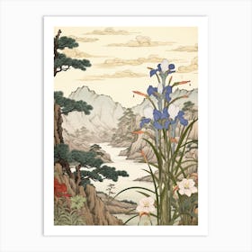 Ayame Japanese Iris 2 Japanese Botanical Illustration Art Print