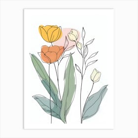 Minimalist Flower Line Art 9 Art Print