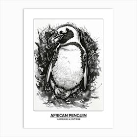 Penguin Sleeping In A Cozy Pile Poster Art Print