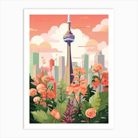 Cn Tower   Toronto, Canada   Cute Botanical Illustration Travel 1 Art Print