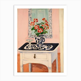 Bathroom Vanity Painting With A Pansy Bouquet 3 Art Print