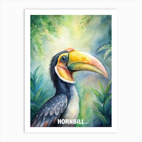 Hornbill Bird Watercolor Painting Art Print