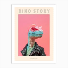Punky Dinosaur In A Leather Jacket 2 Poster Art Print