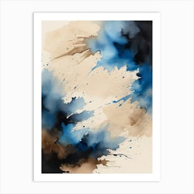 An Artistic Painting With Blue And Tan Colors Art Print