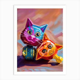 Cat Toys Oil Painting Art Print