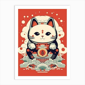 Maneki Neko Lucky Cat Japanese 12 Art Print