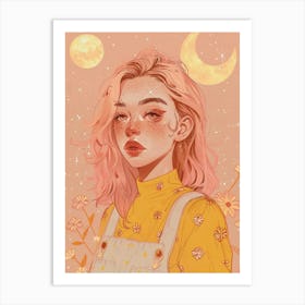 Natural Galactic Spiritual Women Pink Art Print