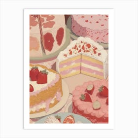 Strawberry Cake Art Print