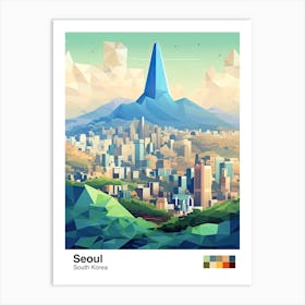Seoul, South Korea, Geometric Illustration 4 Poster Art Print