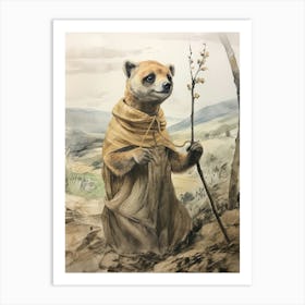 Storybook Animal Watercolour Meerkat 1 Art Print