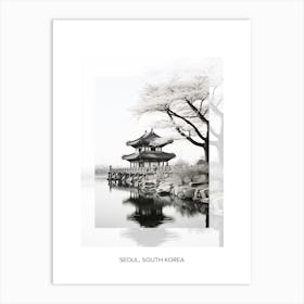 Poster Of Seoul, South Korea, Black And White Old Photo 3 Art Print