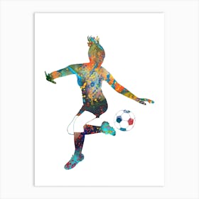 Soccer Player Kicking A Ball Art Print