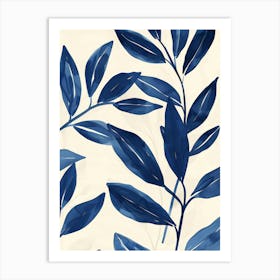 Blue Leaves 30 Art Print