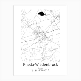 Rheda Wiedenbruck,Germany Minimalist Map Art Print