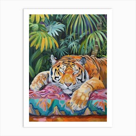 Oil Painting Tiger Sleeping 13 Art Print