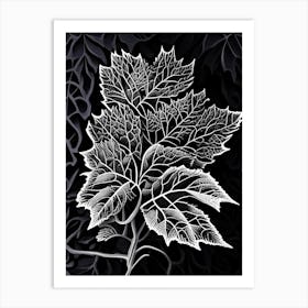 Blackberry Leaf Linocut 1 Art Print