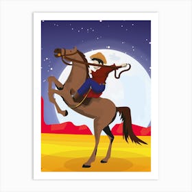 Cowboy Riding A Horse Art Print