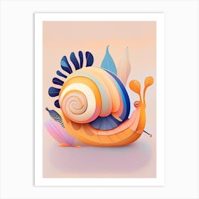 Snail With Colourful Background Illustration Art Print