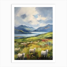 Flock Of Sheep In The Highlands Impressionism Style Art Print