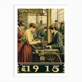 Aihrgdesign A Vintage Poster Showing Women Working In Factori 1190277c E88e 4d2a 80ce 7416de5c8e8f 0 Art Print