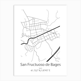 San Fructuoso De Bages,Spain Minimalist Map Art Print