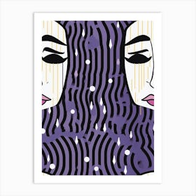 Purple Sad Abstract Face Art Print