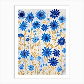 Blue Daisies 1 Art Print