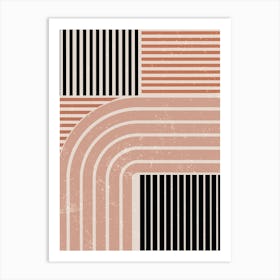 Graphic Design Stripes Curved Lines Earth Tones Art Print