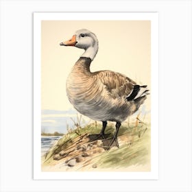 Storybook Animal Watercolour Goose 1 Art Print