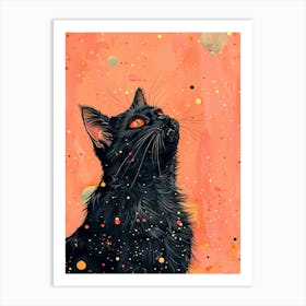 Black Cat In Space 6 Art Print