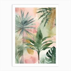 Abstract Tropical Watercolor Leaves 3 Art Print