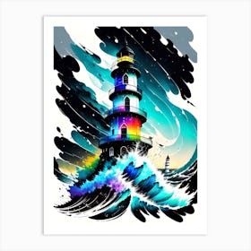 Lighthouse In The Ocean 6 Art Print