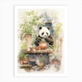 Panda Art Brewing Watercolour 2 Art Print