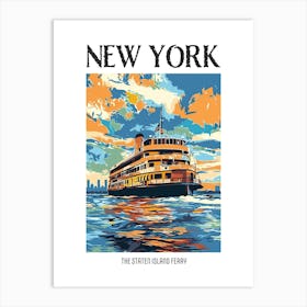 The Staten Island Ferry New York Colourful Silkscreen Illustration 3 Poster Art Print