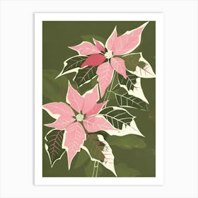 Pink & Green Poinsettia 1 Art Print