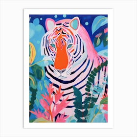 Pink Tiger In The Jungle, Matisse Inspired Art Print