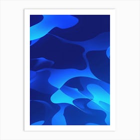 Abstract Blue Camouflage Art Print