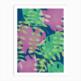 Pinkgreenleaves,nature,botanic,floral,flowers Art Print