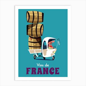 Vins De France Poster Teal Art Print
