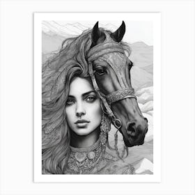 Woman With A Horse 3 Art Print