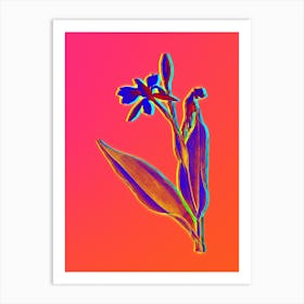 Neon Bandana of the Everglades Botanical in Hot Pink and Electric Blue n.0182 Art Print