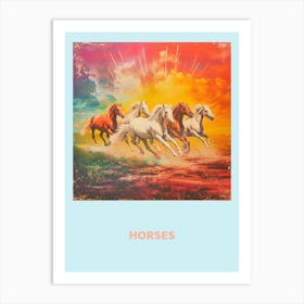 Horses Galloping Rainbow Poster 1 Art Print