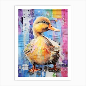 Mixed Media Paint Duckling Collage 3 Art Print